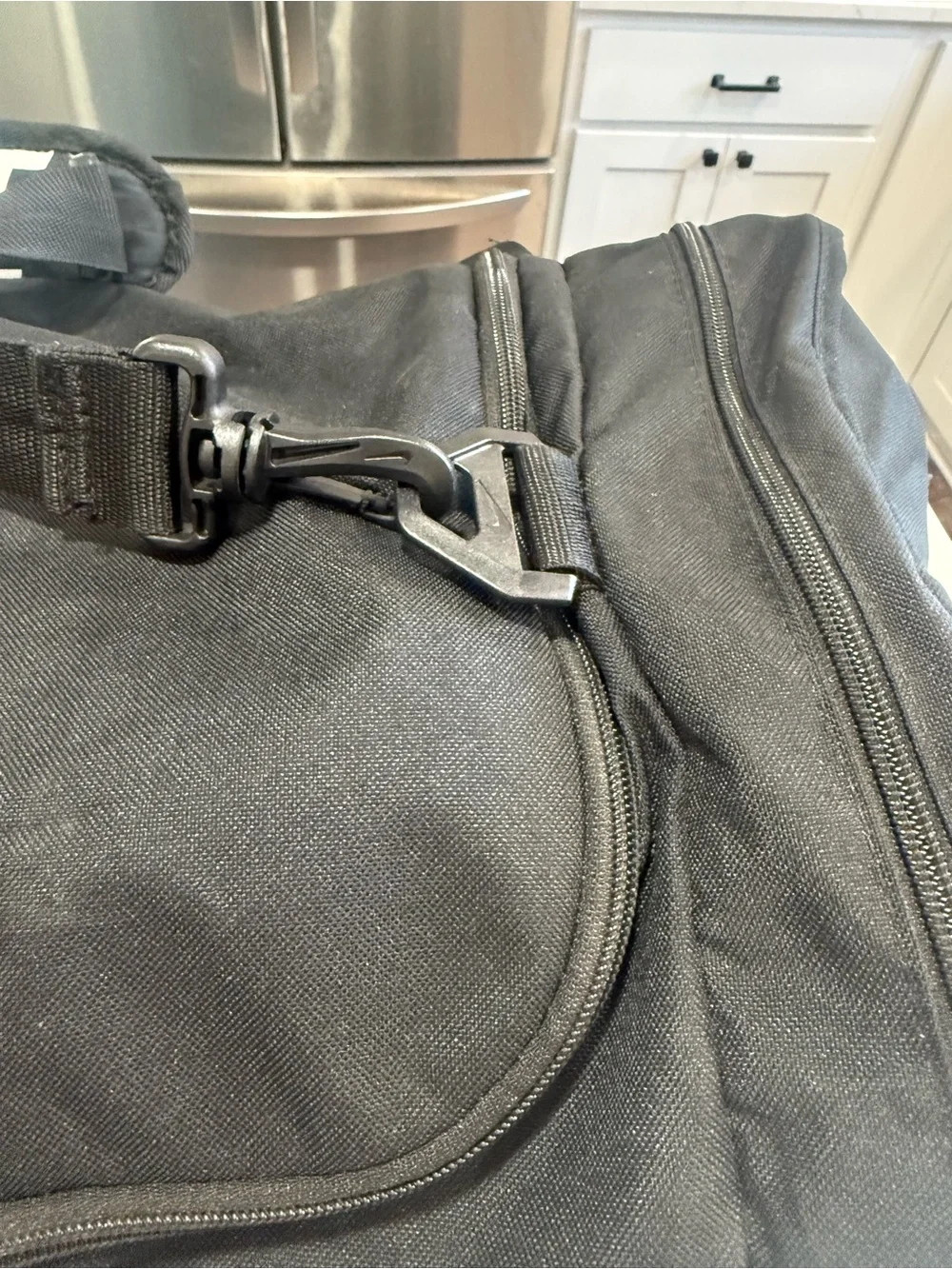 Nike Large Black Duffel Bag with White Swoosh and Logo Strap